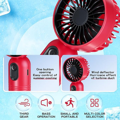 Rossesay 12 Pack Mini Portable Handheld Fan Bulk for Travel 3 Speeds, Rechargeable USB Battery Operated, Small Personal Eyelash Fans for Women Men Indoor Outdoor(Black Red)