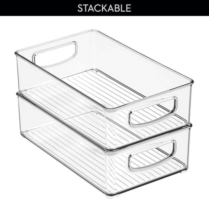 iDesign Stackable Pantry Bin with Handles for Kitchen Storage, Set of 4, Clear, Made in USA
