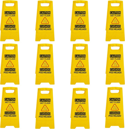 12 Pack A-Frame Caution Wet Floor Safety Signs，Foldable Double Sided Warning Boards for Storefront，Lobby，Mall，Gym，Spa