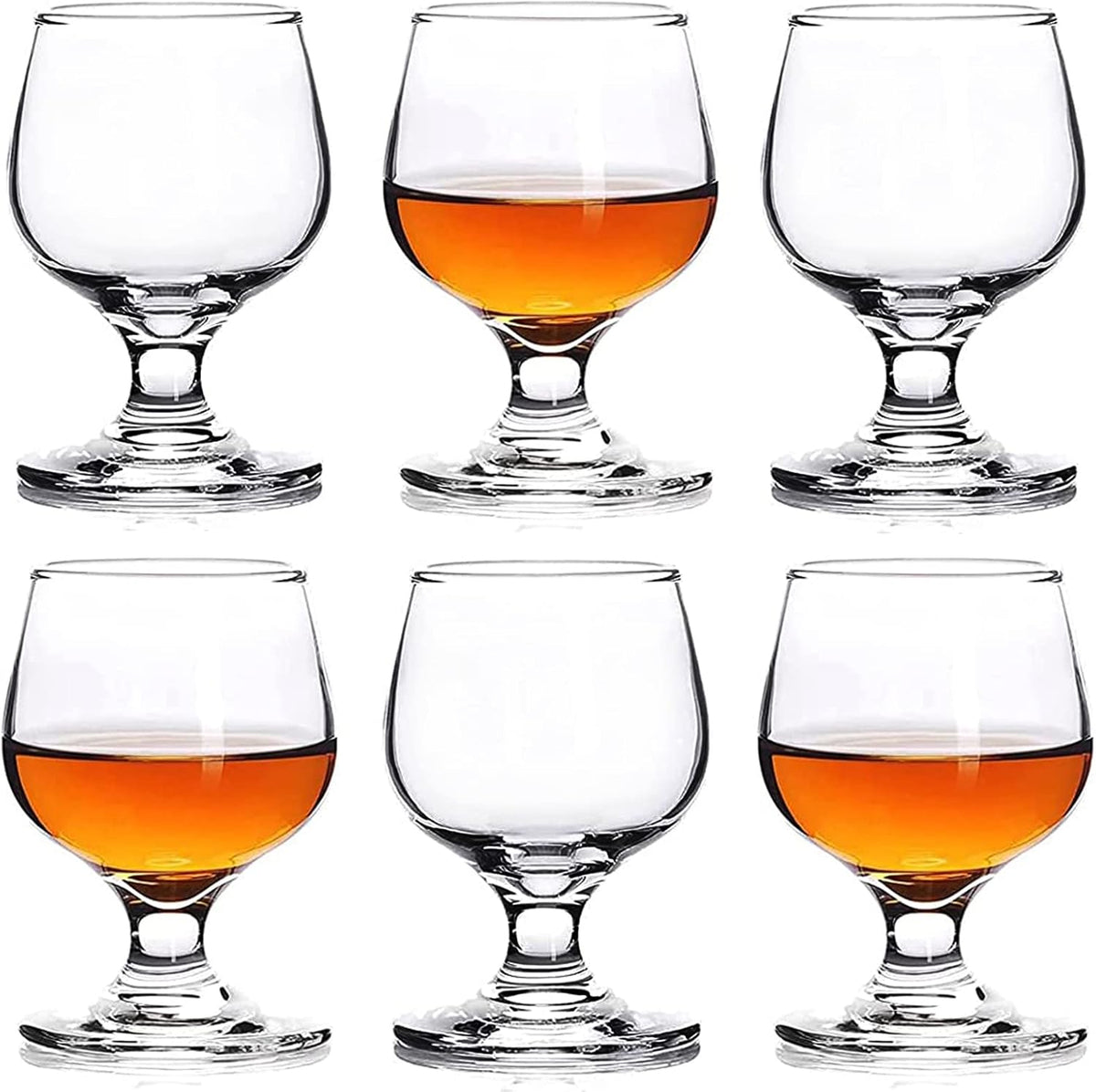 Shot Glasses - 6pc Set, 8.8oz Clear Cute Glass Snifters Perfect for Tasting Brandy