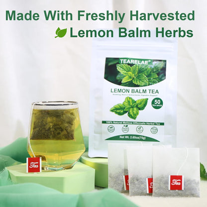 Tearelae - Lemon Balm Tea Bag - 1.5g X 50 Count - Pure Natural Dried Lemon Balm Herb - Premium Lemon Balm Leaf for Calming and Digestion Support