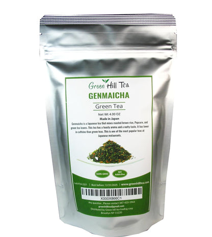 Japanese Genmaicha Popcorn Green Tea premium green tea helps the stomach to digest – 4 Oz Bag