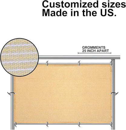 Eden's Decor Balcony Privacy Screen Beige 2'6"x 48' Cover Mesh Windscreen Weather-Resistant UV Protection for Backyard Deck, Patio, Balcony, Pool, Porch, Fence, Railing, Gardening