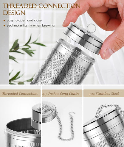 Tea Infuser (1 Pack), Extra Fine Mesh Loose Leaf Tea Steeper with Diamond Pattern & Extended Long Chain