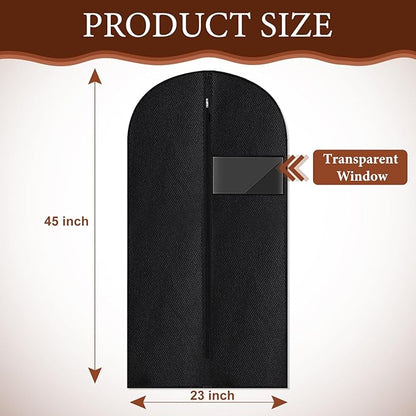 Guirnd Hanging Garment Bag, 45 Inch Black Garment Covers with Zipper, Garment Covers for Storage and Travel, Hanging Clothes Cover Dress Suit Bag for Clothes, Coats, Jackets(2 Packs)