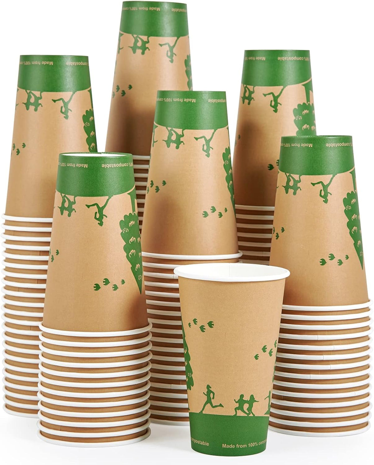 ECOLipak 210 Count 16 oz Paper Cups, 100% Compostable Paper Coffee Cups with PLA Lined, Disposable Biodegradable Hot Paper Cups for Party, Picnic