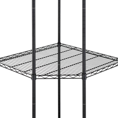 5-Tier Adjustable Wire Shelving with Wheels, Corner Wire Shelf Rack for Kitchen Organization, Garage Storage, 400 to 2000lb Capacity, NSF Certified, 27”x27 x18”x72”, Black