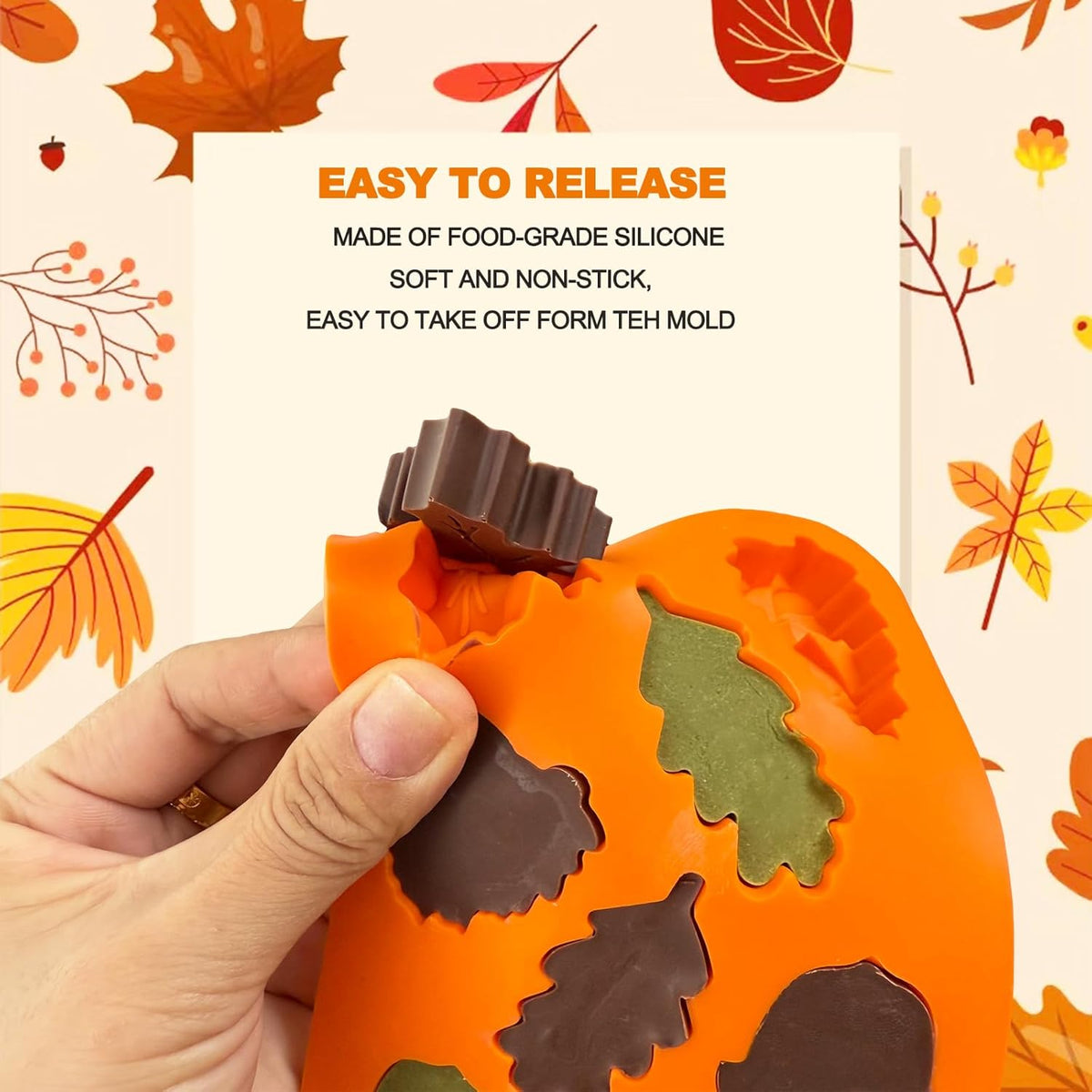 3Pack Fall Chocolate Mold Thanksgiving Silicone Candy Molds Halloween Autumn Harvest Festival Baking Mold Chestnuts, Pine Cones