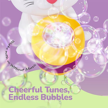 ArtCreativity Bunny Bubble Machine for Toddlers - Bunny Rabbit Bubble Blower Machine Toy for Kids with Refill Solutions, Music, & Batteries - Animal Party Favors and Activities for Girls and Boys
