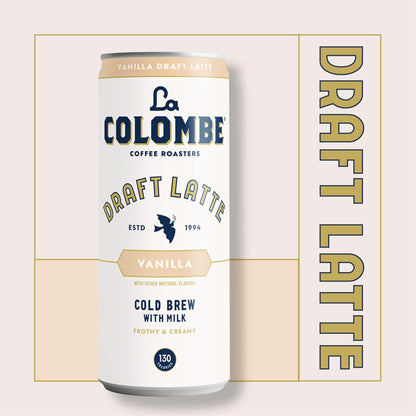 La Colombe Coffee, Vanilla Draft Latte, 11 fl oz Cans (Pack of 12), Coffeehouse Quality Cold Brew, Specialty Grade Coffee Beans