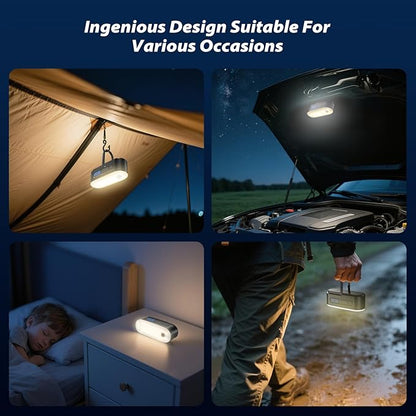 Clemas Motion Sensor Camping Lights,Rechargeable Camping Lantern, Portable Hanging Tent Lights,IPX5 Waterproof Emergency Light for Outdoor,SOS Mode Hurricane Power Outages,Magnet Work Light,2 Pack