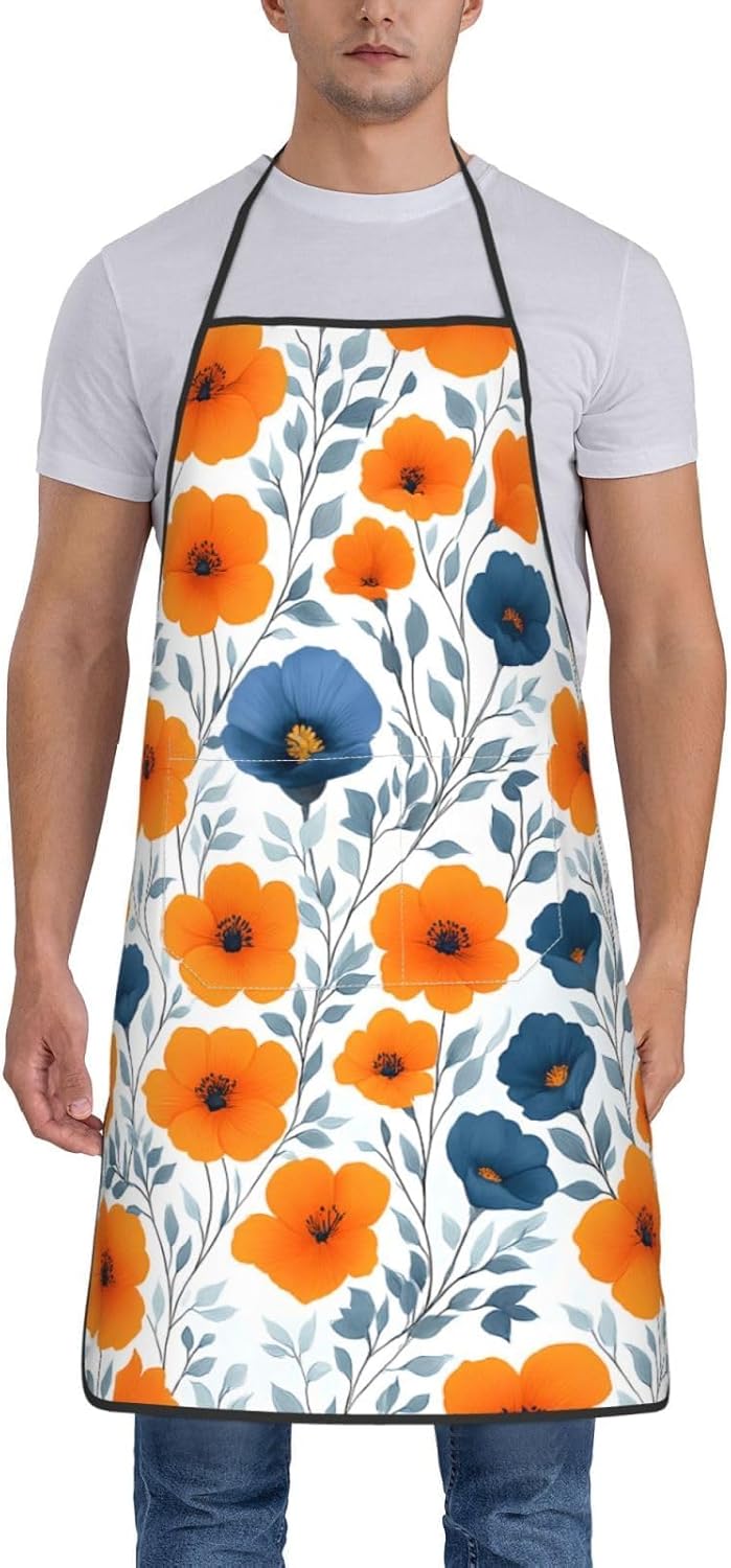 Women Men Bib Aprons Chef Cooking Aprons with Pockets for Kitchen Cooking BBQ Baking Grilling