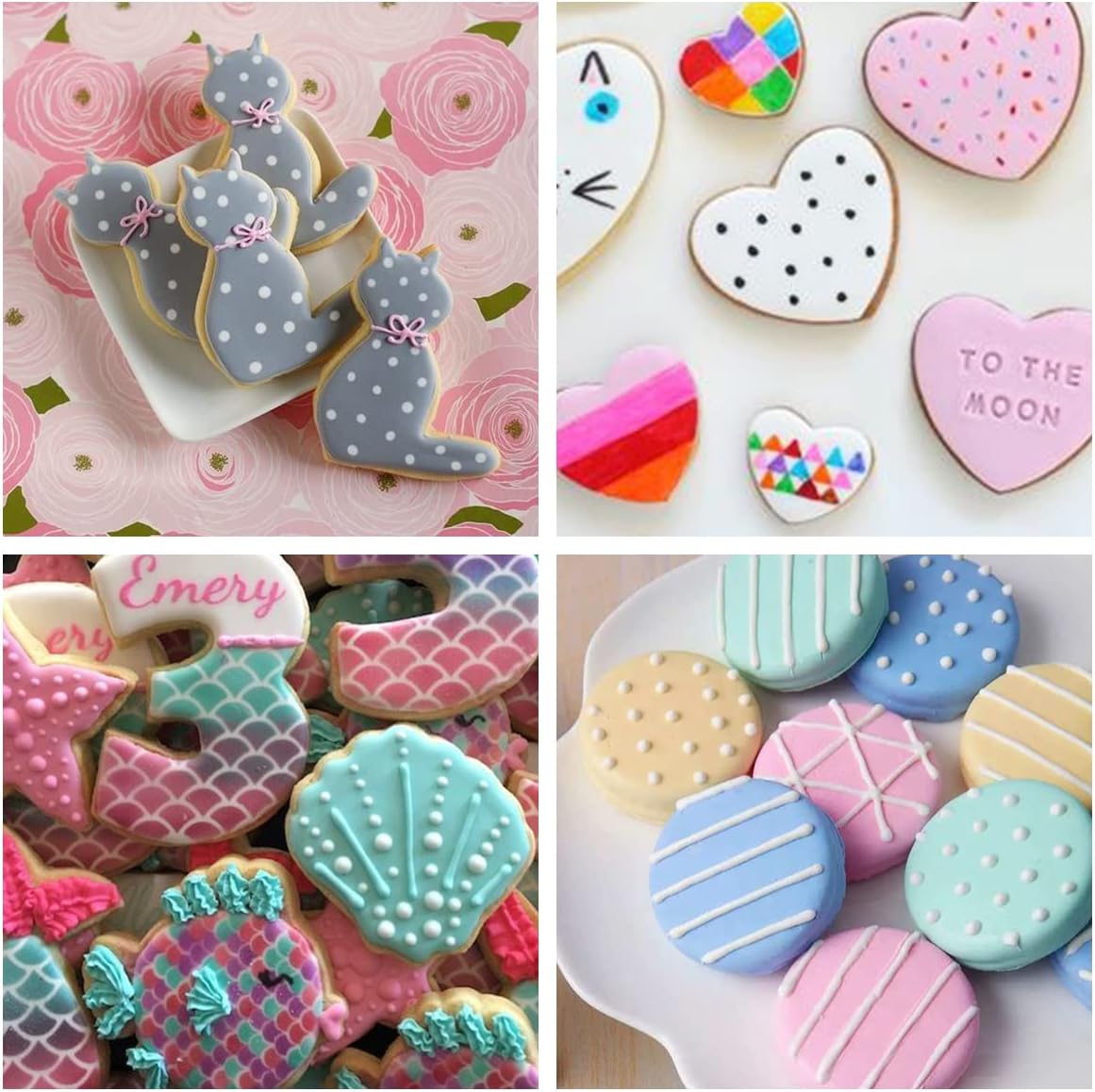 Cookie Stencils for Royal Icing Cookies Sugar Cookie, 16 Pcs 6x6in Reusable Plastic Biscuit Cake Stencils with Checkered Star Heart Dog Paw Shapes