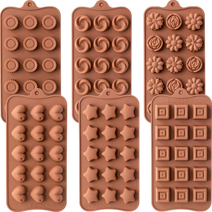 6 Pack Chocolate Molds Candy Molds Silicone, Food-Grade Non-Stick Jello Mold, Crayon Mold, Silicone Baking Mold, BPA Free, including Flower, Heart