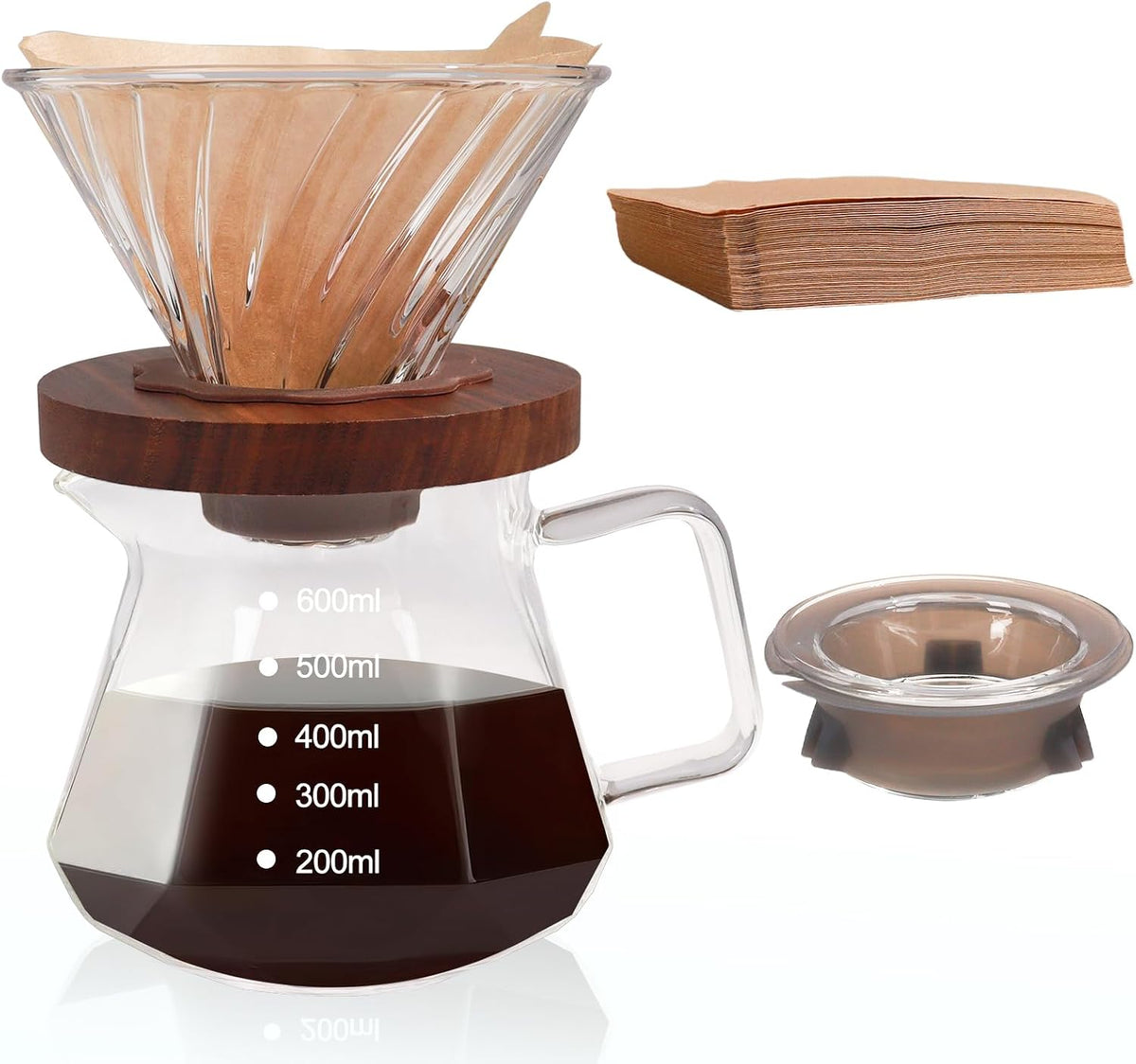 Pour Over Coffee Maker 600ml Borosilicate Glass Drip