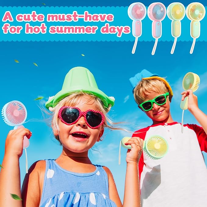 Tujoe Mini Handheld Fan, USB Rechargeable Hand Held Fan Hanging Small Hand Travel Fans Portable Powerful Fans for Women Outdoor Travelling Indoor Home, 4 Colors(40 Pcs)