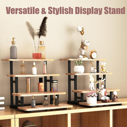 Cupcake Stand for 50 Cupcakes, 4 Tier Wooden Risers Display Stands Stepped Dessert Table Display Set with Metal Frame Tiered Tray Stand Serving Trays