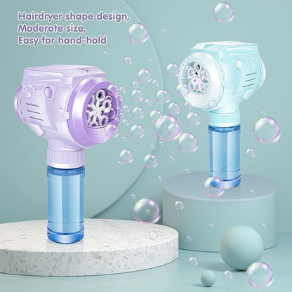 Automatic Bubble Guns with Light, Zealous 2pc High Output Bubble Machines with Bubble Solution & Bubble Concentrate,Handheld Battery Operated Bubble Maker Toys for 3000+