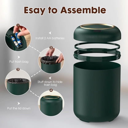 Procade Automatic Motion Sensor Bathroom Trash Can with Lid, 3 Gallon Touchless Trash Bin, Smart Plastic Garbage Can Small Green Wastebasket for Toilet, Office, rv, Bedroom, Living Room