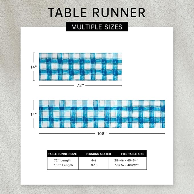 YiHomer Provence Blue Lemon Mediterranean Tile Tabletop for Spring Summer Decorations, Picnics and Dinner Parties - Indoor Outdoor, Stain and Water Resistant, Table Runner, 14 x 108