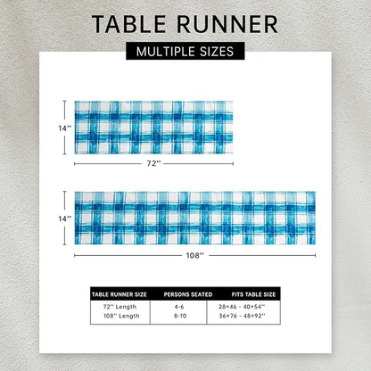 YiHomer Provence Blue Lemon Mediterranean Tile Tabletop for Spring Summer Decorations, Picnics and Dinner Parties - Indoor Outdoor, Stain and Water Resistant, Table Runner, 14 x 108