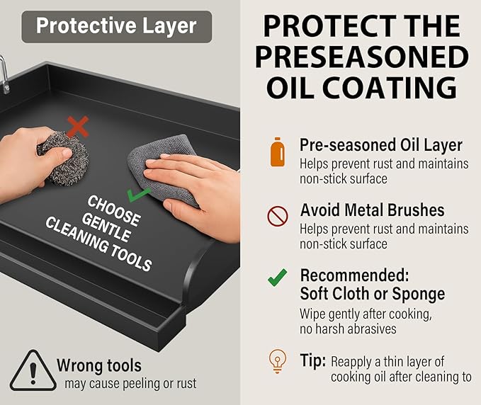 Uniflasy Nonstick Griddle for Gas Grill, Cast Iron Griddle for Outdoor Gas & Charcoal Grills, 25" x16" Nonstick Coating FlatTop Insert Cooking Pan for Weber Charbroil Camp Chef Grill