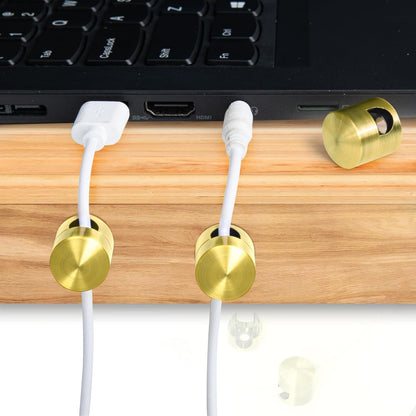 4 Sets Charger Holders for Cords, Gold Color Adjustable Cable Anchor Holders, Adhesive Metal Cord Clips, Cable Management Wire Organizers for Desk, Office, Nightstand