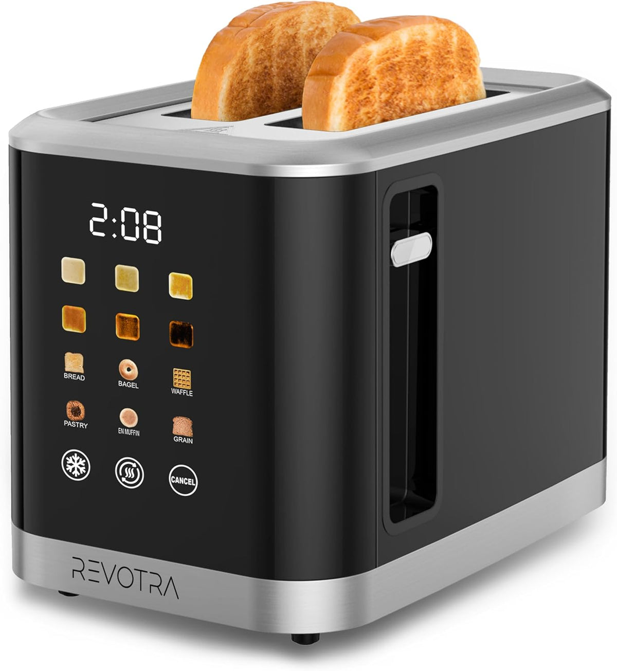 2 Slice Toaster Stainless Steel with LED Display, Extra Wide Slots, 6 Shade Settings, Defrost/Reheat/Cancel, Removable Crumb Tray – Compact Toaster for Bagels & Waffles