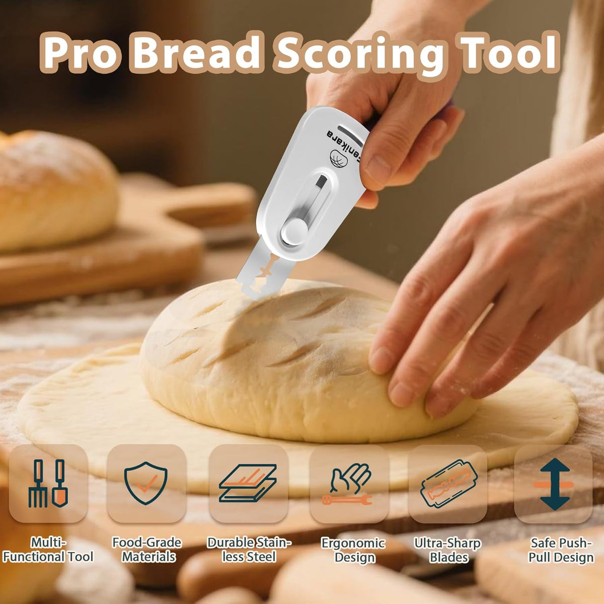 Premium Magnetic Bread Lame & Versatile Bread Scoring Tool - Professional Sourdough Scoring Tool and Lame Bread Tool with 10 Razor Blades & Scoring