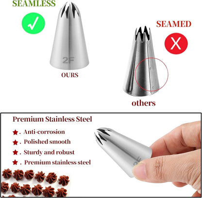 12PCS Piping Tips Set, Food Grade and Premium Stainless Steel Large Piping Tips for Baking Cupcakes, Cake Decorating, Pastries