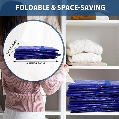 6 Pack Moving Bags Heavy Duty, Extra Large Moving Bags, Moving Supplies, Storage Bags with Handles and Zippers, Waterproof Totes for Storage Space Saving Packaging Shipping and Travel(Blue)