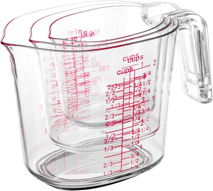 3PCS Nesting Liquid Measuring Cups Set, Measuring Jugs For Kitchen 1 Cup/250ml/8oz, 2 Cup/500ml/16oz,4 Cup/1000ml/32oz