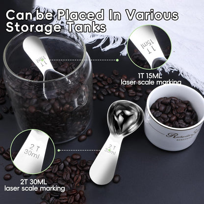 Coffee Scoop 2 tablespoon Measuring Spoons(30ml 2pcs), Ergonomics Design Coffee Scooper 2 tbsp Metal Stainless Steel Manufacture，coffee scoop for