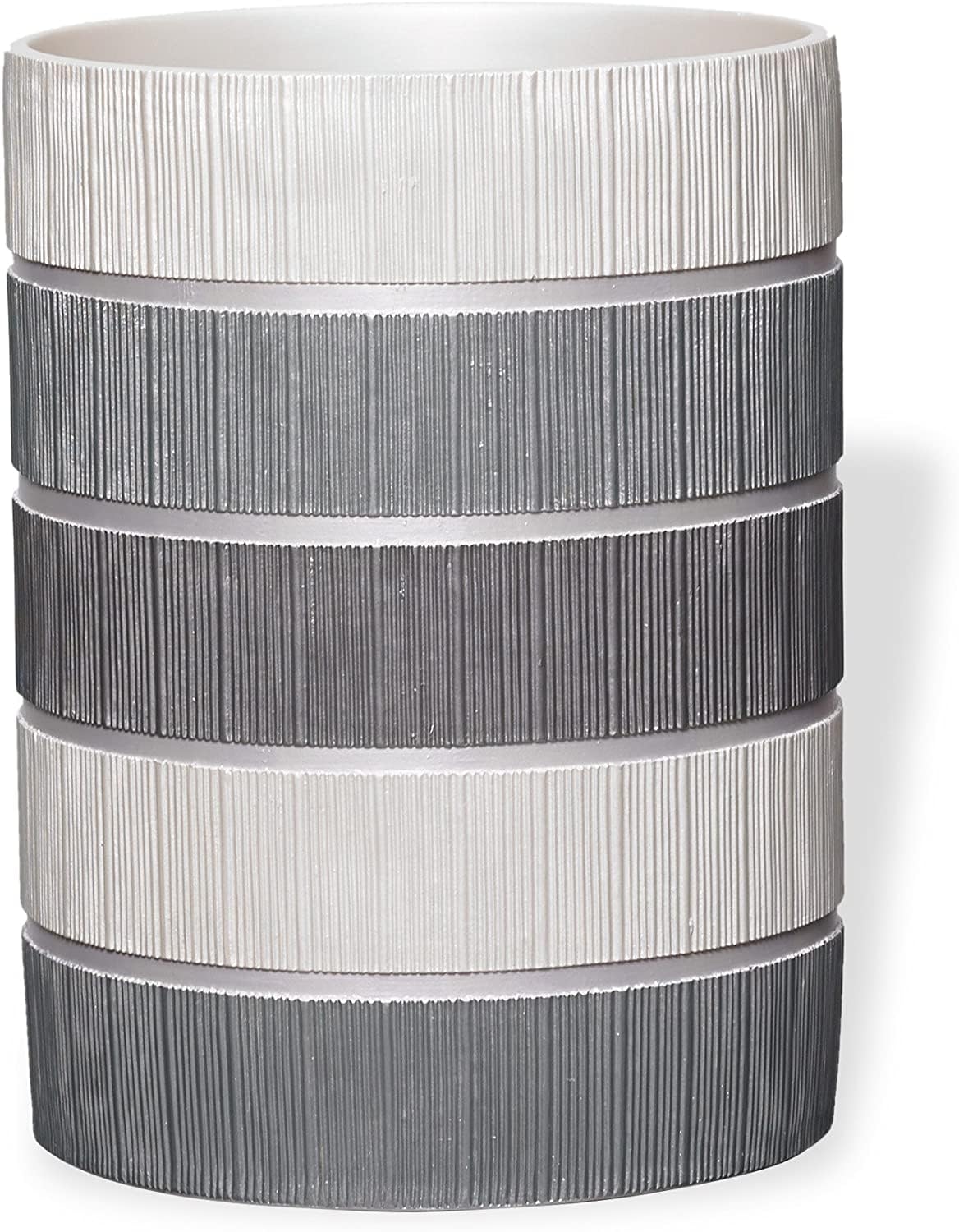 Zahari Home Decorative Trash Can for Bathroom, Office & Bedroom - 2.1 Gallons Stylish & Small Trash Can for Dorms, Desktop & Restroom - Chic Waste Basket for Compact Spaces, Modern Line, Grey