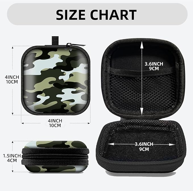 Square Data Cable Earbud Charger Coin Storage Bag Shockproof and Drop-Proof EVA Material Compatible with AirPod(Camouflage)