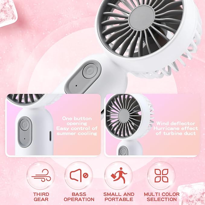 Rossesay 12 Pack Mini Portable Handheld Fan Bulk for Travel 3 Speeds, Rechargeable USB Battery Operated, Small Personal Eyelash Fans for Women Men Indoor Outdoor(Black, White, Pink)