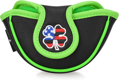 BIG TEETH Putter Cover Mallet Putter Cover Half Mallet Small Golf Headcover, Mini Club Head Protector Magnetic Closure Black Leather for Odyssey White Hot #5 Golf Rossie Tour Edge Chipper etc