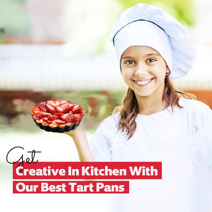 8 Pack Mini Tart Pans 4 Inch with Removable Bottom Round Nonstick Deep Quiche Pan, Heavy Duty Perfect for Baking Fruit Tarts, Quiches & Dessert