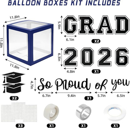 Graduation Decorations 2026 Graduation Party Decorations Set of 4 Boxes with 129pcs Balloons Arch Garland Kit Party Supplies for Any Grades Blue
