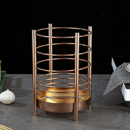 Copper Kitchen Utensil Holder for Kitchen Counter, Stainless Steel Utensil Crocks, Titanium Coating Utensil Storage Caddy Organizer, Cooking Utensil Holder, Easy Cleaning (Rose Gold/7.4''x5.2'')