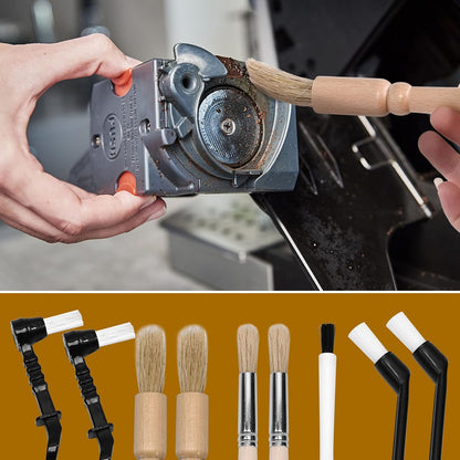 9PCS Coffee Machine Cleaning Brush Grinder Wooden Cleaning Brush Coffee Machine Head Brush Coffee Brush, Black Handle Coffee Machine Brush