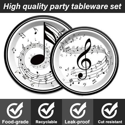 Musical Note Plates Napkins Music Themed Party Tableware Musical Notes Dinnerware Disposable Paper Plates for Baby Shower Music Concert Birthday Karaoke Party Supplies 24 Guests