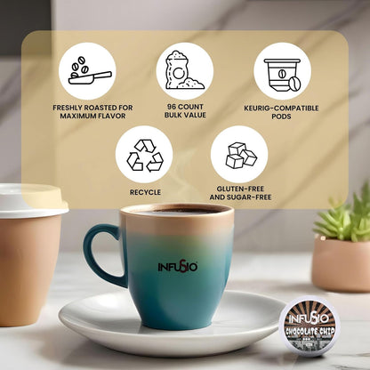 InfuSio Coffee Pods 96 Count Chocolate Chip Medium Roast Single Serve Coffee Pods for Keurig K Cups Brewers