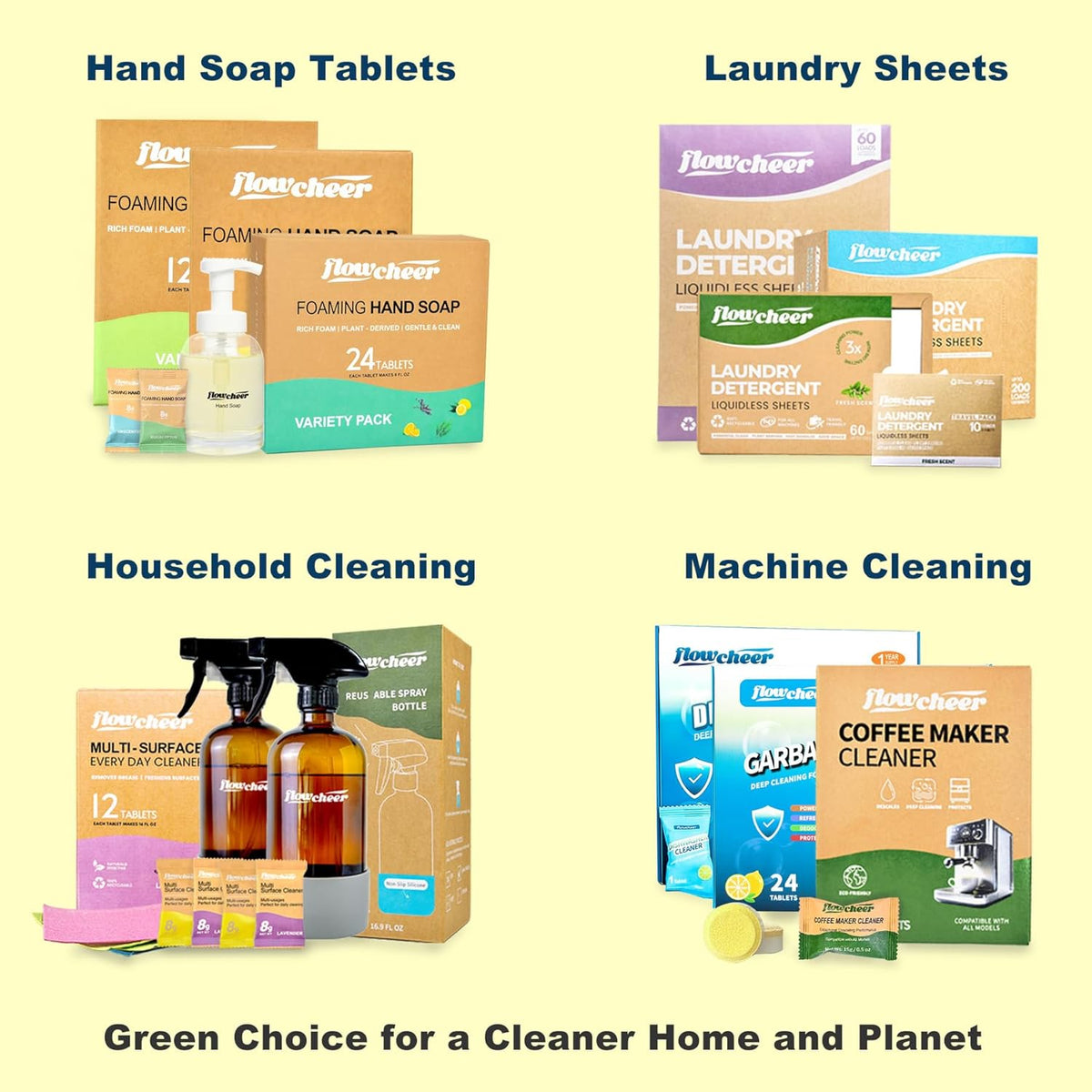 All Purpose Cleaner Concentrate Refills, Multi Surface Clean Refill,No Toxic Cleaning Tablets(12Pack)-Makes 192 fl oz(12x16Fl oz)Bottles of Spray Cleaner for Household&Kitchen Cleaning-Lemon