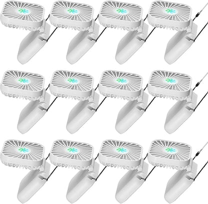 Hortsun 12 Pcs Mini Handheld Fan Bulk Portable Personal Neck Fan Small Foldable Hands Free with USB Rechargeable Gifts for Travel Summer Concerts Vacation Outdoor 3 Speed(White)