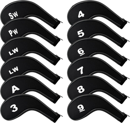 Golf 12pcs Thick Synthetic Golf Iron Head Covers Set Headcover Fit All Brands Callaway Ping Taylormade Cobra Etc. Also Custom Name