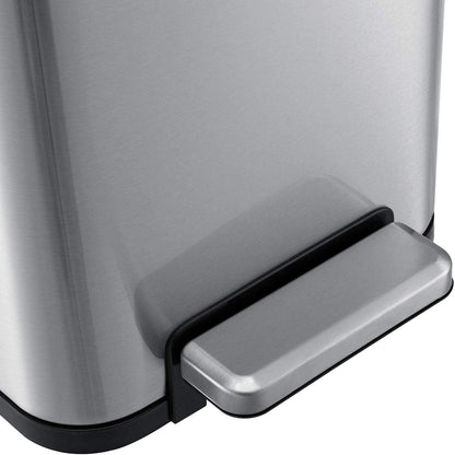 Global Industrial 12 Gallon Stainless Steel Slim Trash Can, Rectangular Butterfly Step-On