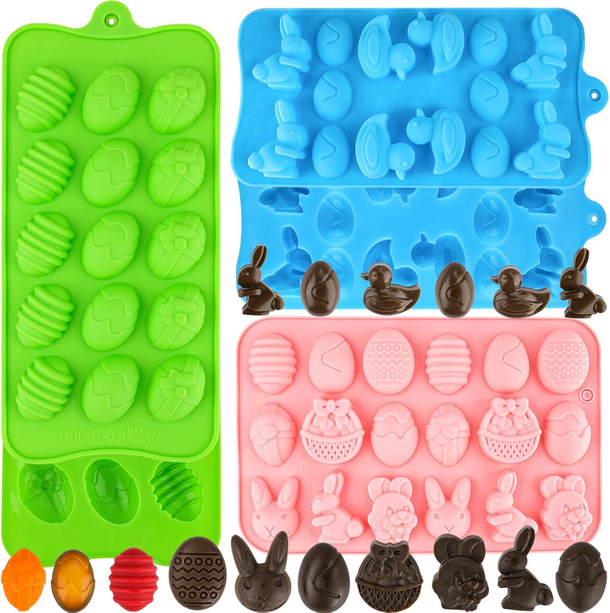 Easter Egg Silicone Mold for Chocolate 5 Packs Egg Shaped Mold Baking Pan for Easter Party Hot Chocolate Bombs Fondant Candy Jelly Dome Mousse Cake