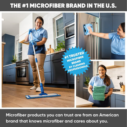 Microfiber Wholesale 20 inch Microfiber Mop Pads - Machine Washable, Reusable, Refills & Replacement Wet Mop Heads Compatible with Any Microfiber Flat Mop System (18 Pack)