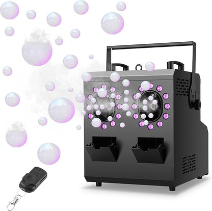 Fog Bubble Machine,1500W 3IN1 Smoke Bubble Machine with 24LEDs RGBW 4IN1 Lighting Effect Remote Control Timer Settings DMX512 for Halloween Birthday Parties Wedding Show Festival Stage